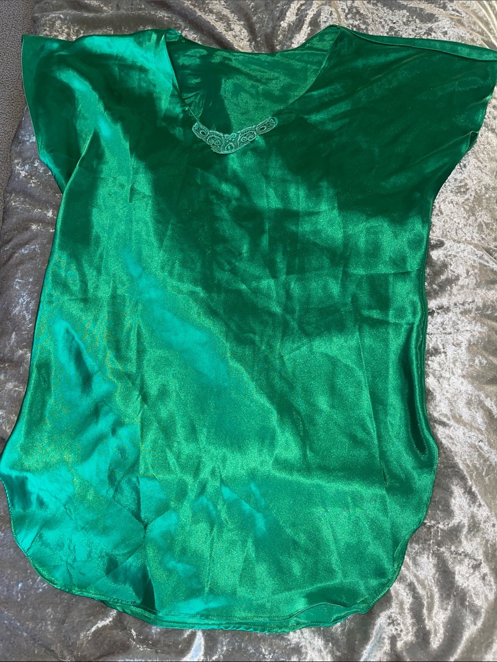 Green Satin Women's Nightgown - Vintage